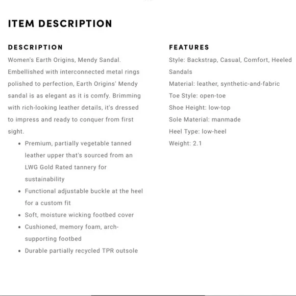 NIB Earth Origins Mendy Leather Thong Sandal Saddle 9M 40.5 - Picture 11 of 12